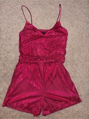 Double Crazy Sequin Pink Romper